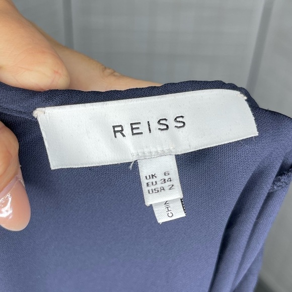 Reiss Navy Long Sleeve Keyhole Midi Dress Size 2 - Picture 8 of 10